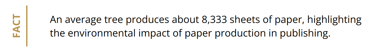 Fact - An average tree produces about 8,333 sheets of paper, highlighting the environmental impact of paper production in publishing.